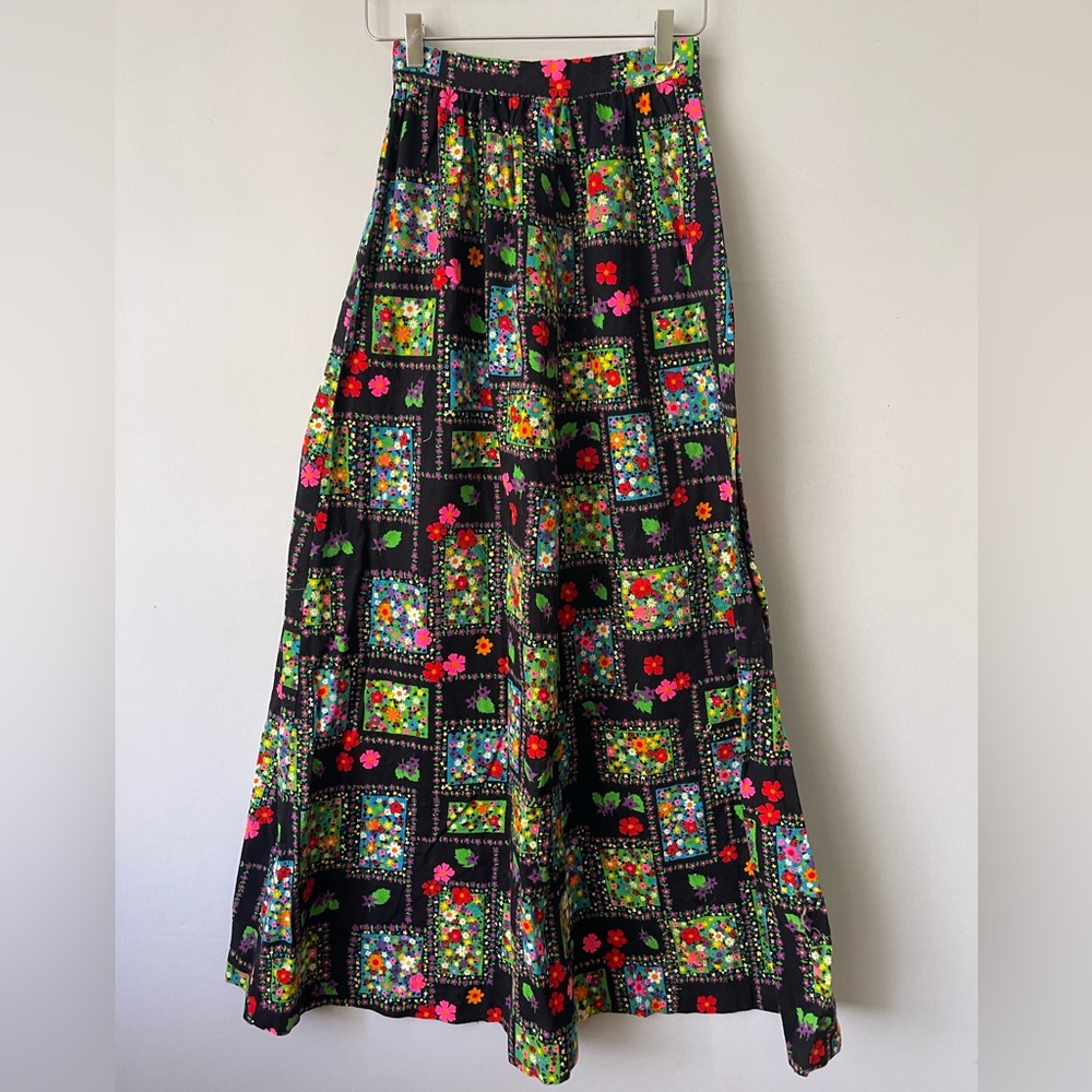 Vintage 60s Flower Power‎ Maxi Skirt A Line 2